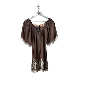 Urban Mango 100% Cotton Mini Dress With Embroidered Trim Size L